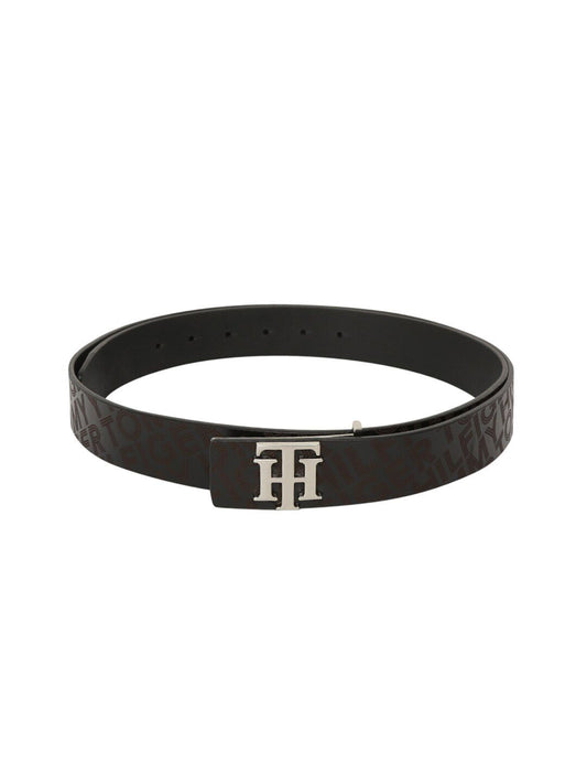 Tommy Hilfiger Unisex Black Printed Leather Belt