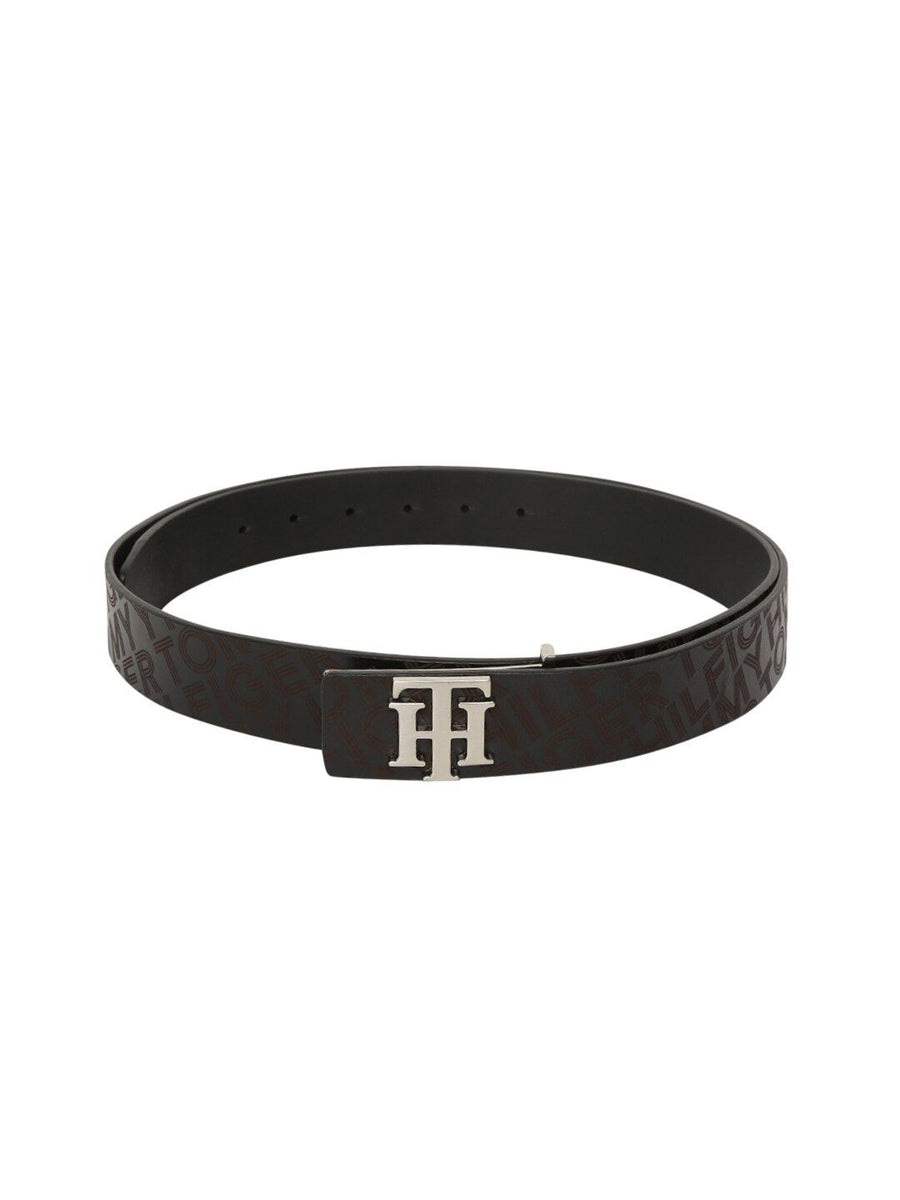 Tommy Hilfiger Unisex Black Printed Leather Belt