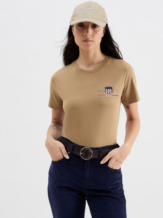 GANT Brand Logo Embroidered Pure Cotton T-shirt