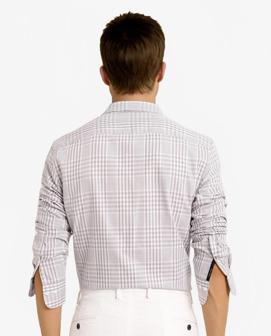 Rare Rabbit Men's Bisk Grey Cotton Checked Print Regular Fit Full Sleeve Collared Shirt