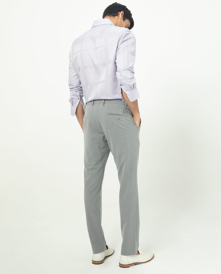 Rare Rabbit Men's Boxlines Pastel Purple Cotton Checked Print Regular Fit Full Sleeve Collared Shirt
