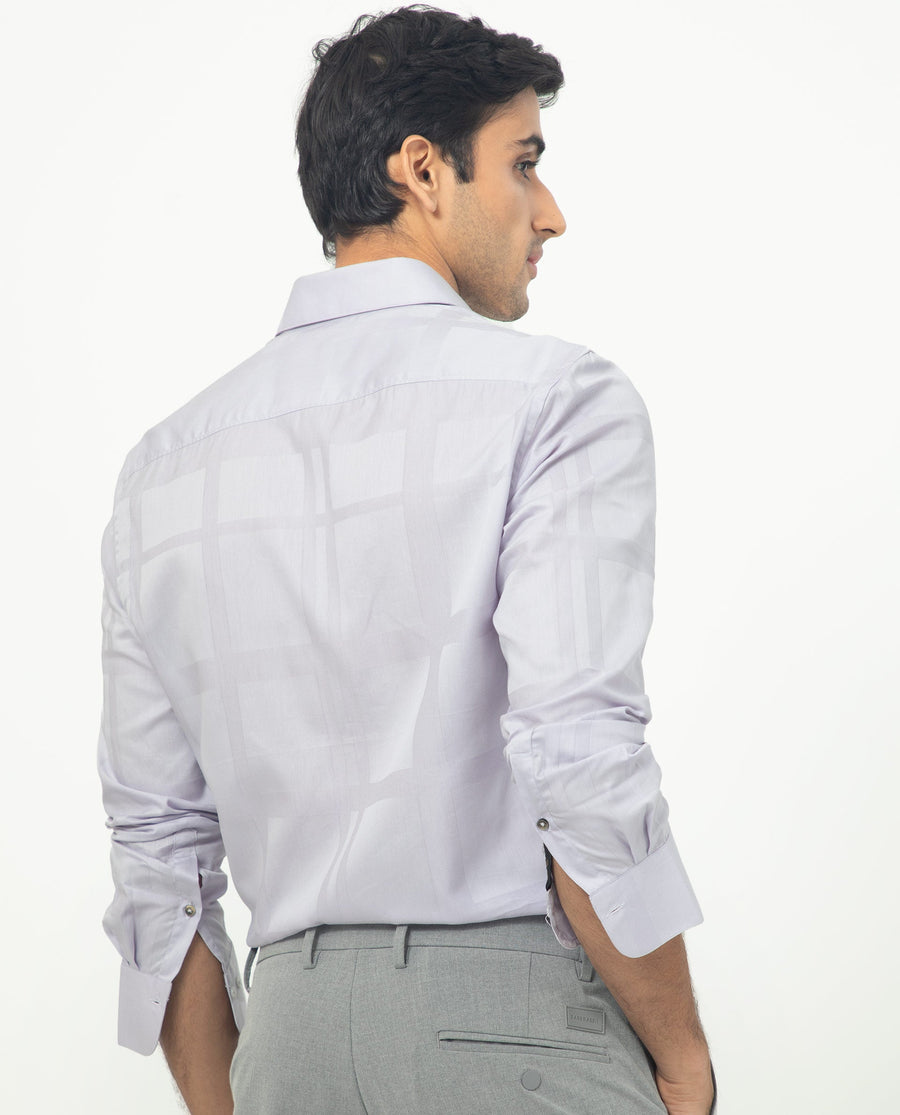 Rare Rabbit Men's Boxlines Pastel Purple Cotton Checked Print Regular Fit Full Sleeve Collared Shirt