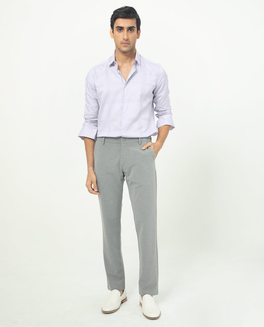 Rare Rabbit Men's Boxlines Pastel Purple Cotton Checked Print Regular Fit Full Sleeve Collared Shirt