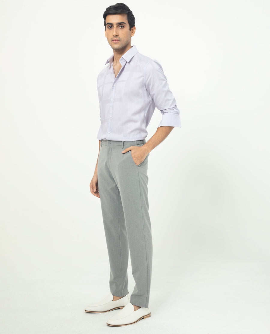 Rare Rabbit Men's Boxlines Pastel Purple Cotton Checked Print Regular Fit Full Sleeve Collared Shirt