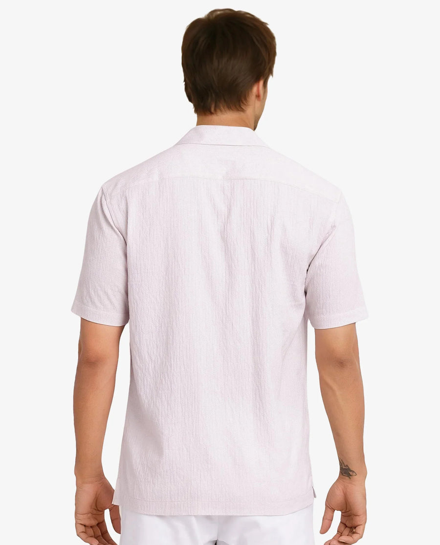 Rare Rabbit Men's Brok Pastel Pink Cotton Abstract Print Boxy Fit Half Sleeve Cuban Collar Shirt