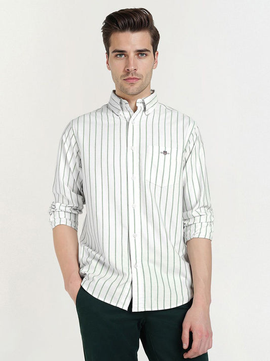 GANT Men Relaxed Fit Vertical Striped Button-Down Collar Cotton Casual Shirt