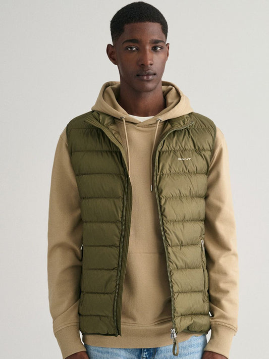 GANT Men Solid Stand Collar Sleeveless Puffer Jacket