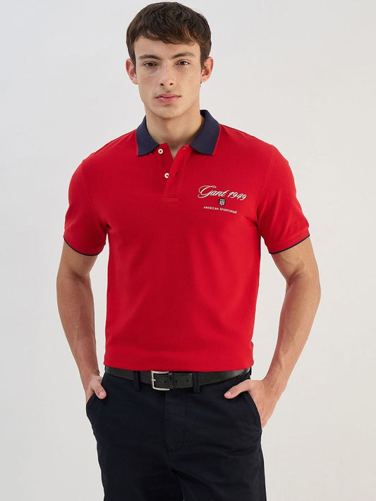 GANT Men Brand Logo Printed Polo Collar T-shirt