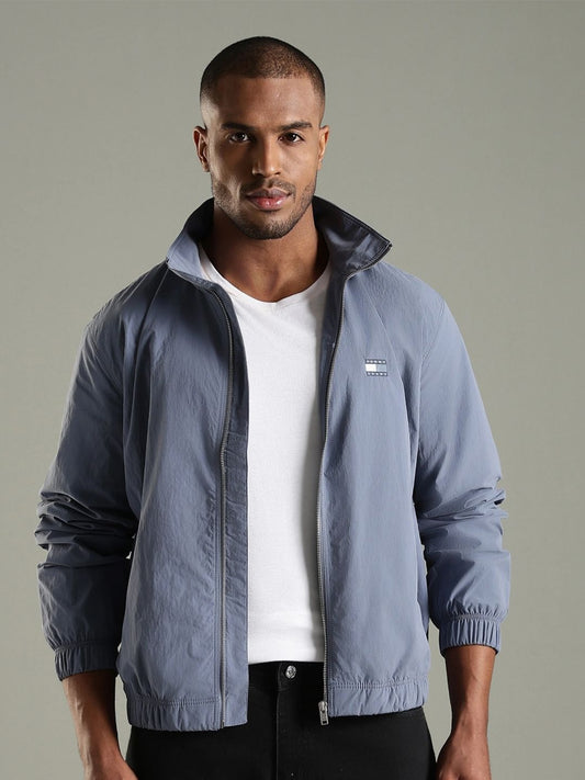 Tommy Hilfiger Men Mock Collar Solid Bomber Jacket