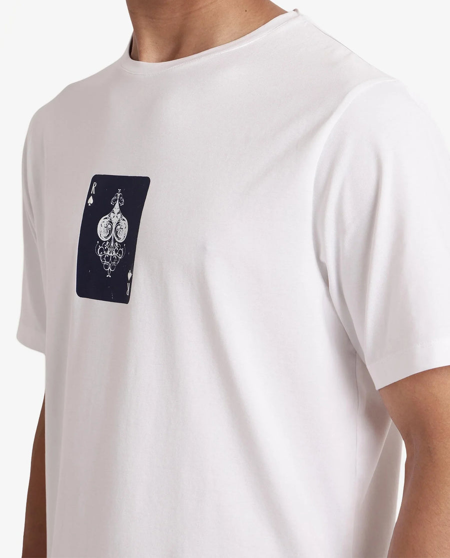 Rare Rabbit Men's Caf White Cotton Graphic Print Regular Fit Half Sleeve Crew Neck T-Shirt