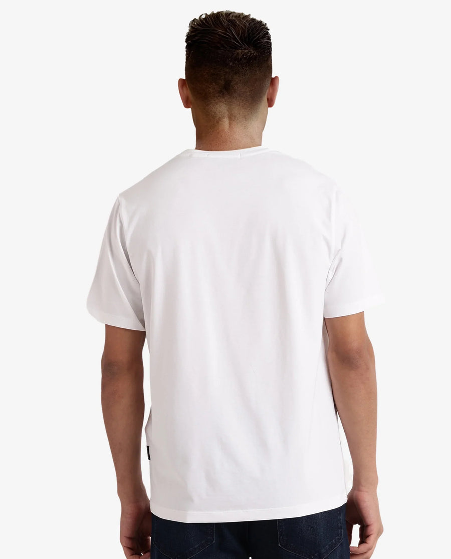 Rare Rabbit Men's Caf White Cotton Graphic Print Regular Fit Half Sleeve Crew Neck T-Shirt