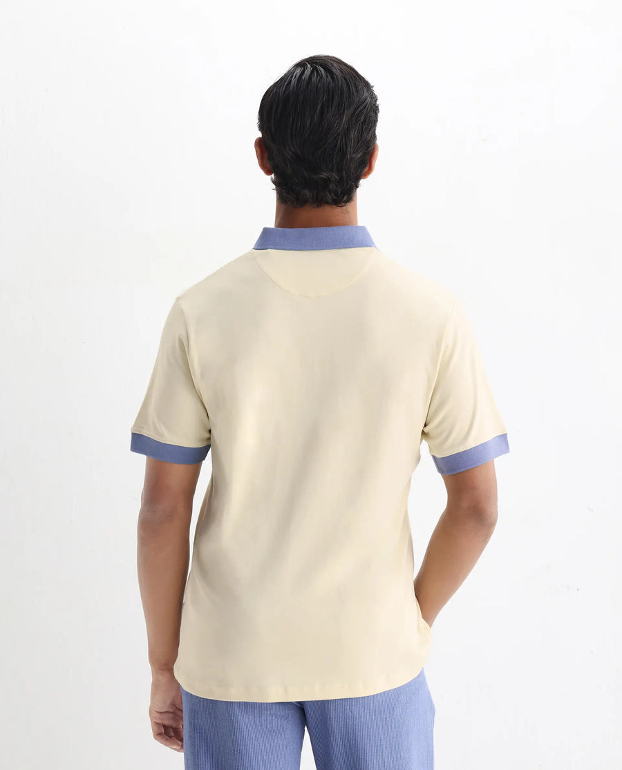 Rare Rabbit Men's Carmelon Light Green Cotton Plain Regular Fit Half Sleeve Polo