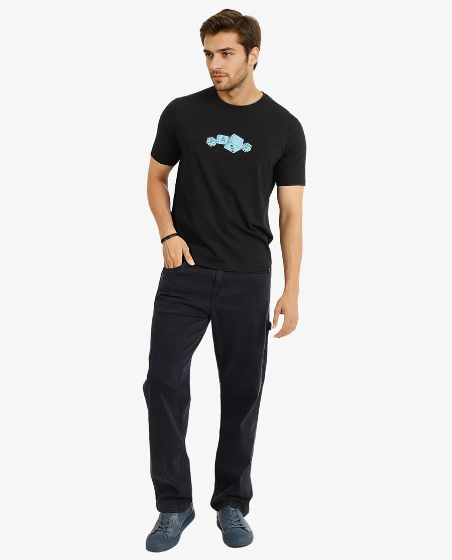 Rare Rabbit Men's Cason Black Cotton Graphic Print Regular Fit Half Sleeve Crew Neck T-Shirt