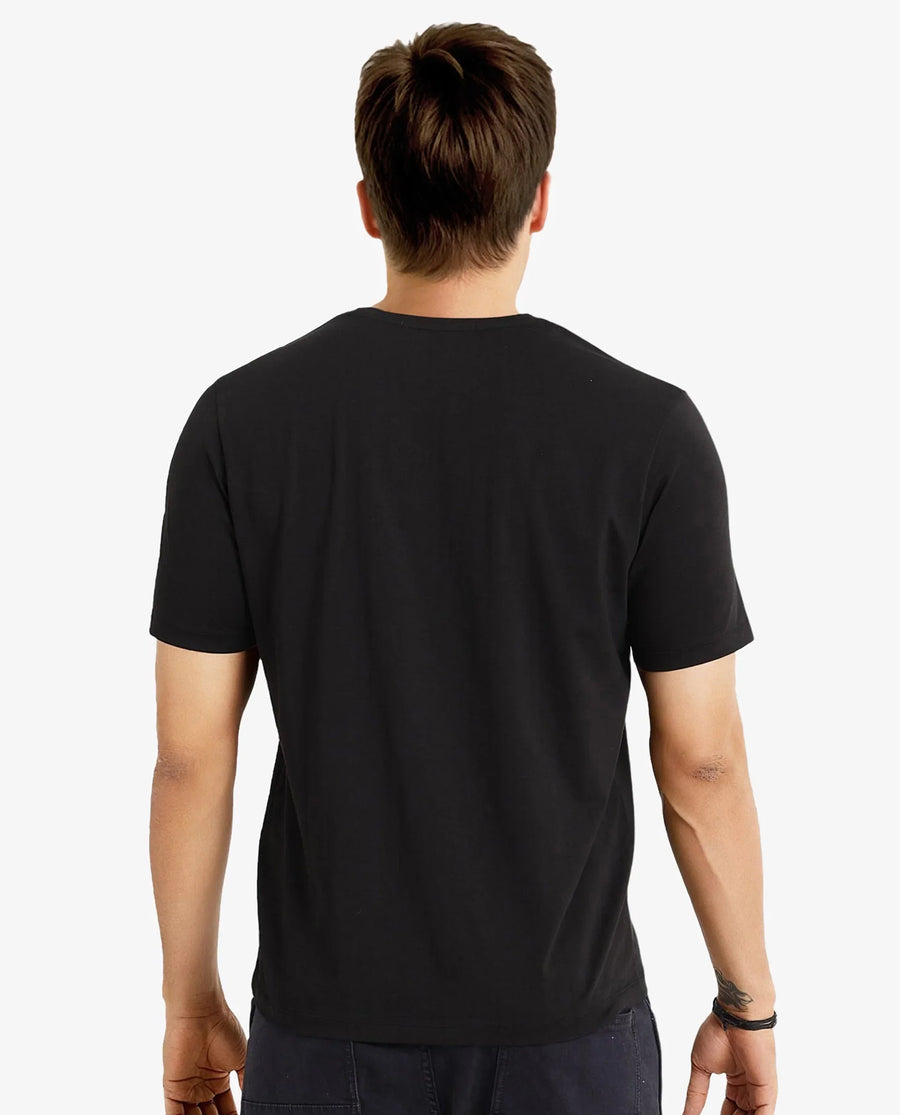 Rare Rabbit Men's Cason Black Cotton Graphic Print Regular Fit Half Sleeve Crew Neck T-Shirt