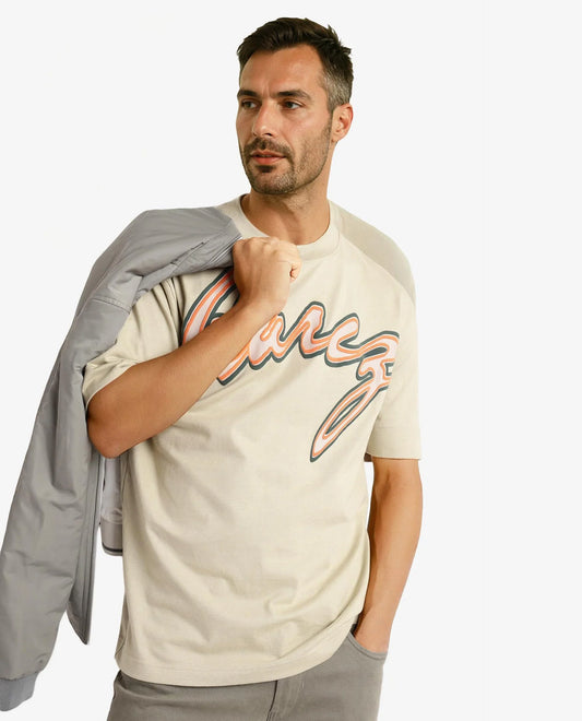 Rare Rabbit Men's Casse Pastel Green Cotton Graphic Print Oversized Fit Half Sleeve Crew Neck T-Shirt