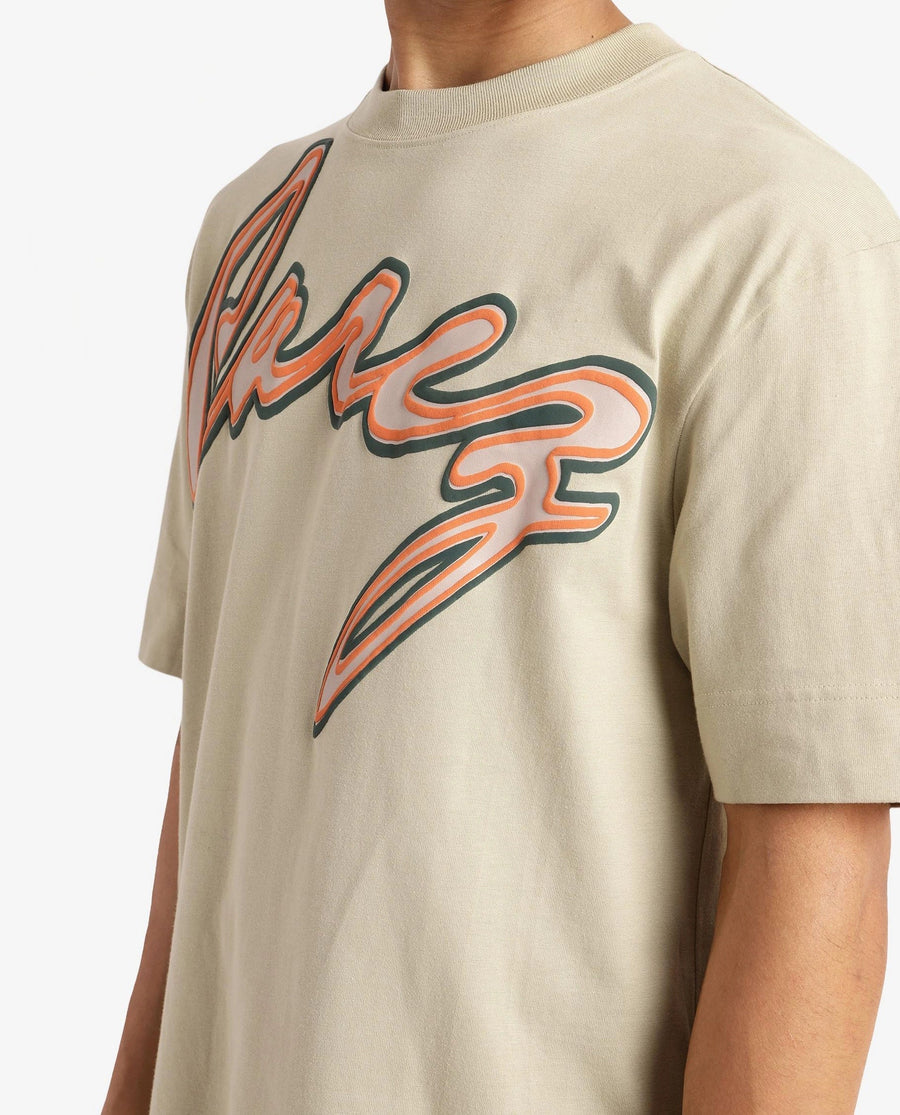 Rare Rabbit Men's Casse Pastel Green Cotton Graphic Print Oversized Fit Half Sleeve Crew Neck T-Shirt