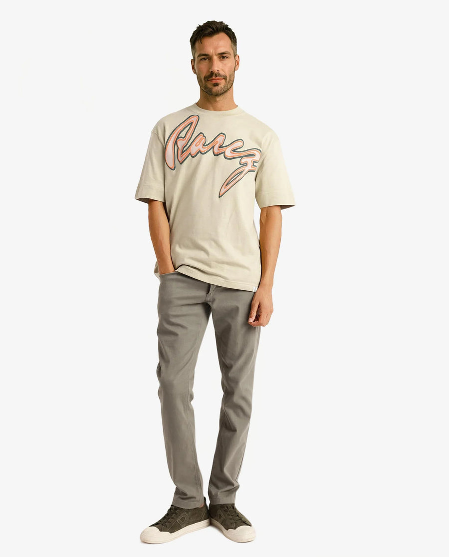 Rare Rabbit Men's Casse Pastel Green Cotton Graphic Print Oversized Fit Half Sleeve Crew Neck T-Shirt