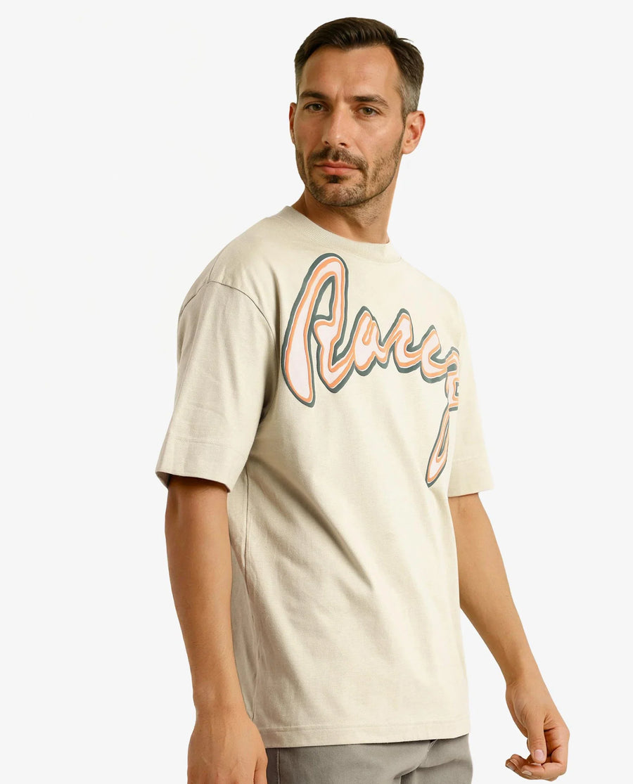 Rare Rabbit Men's Casse Pastel Green Cotton Graphic Print Oversized Fit Half Sleeve Crew Neck T-Shirt