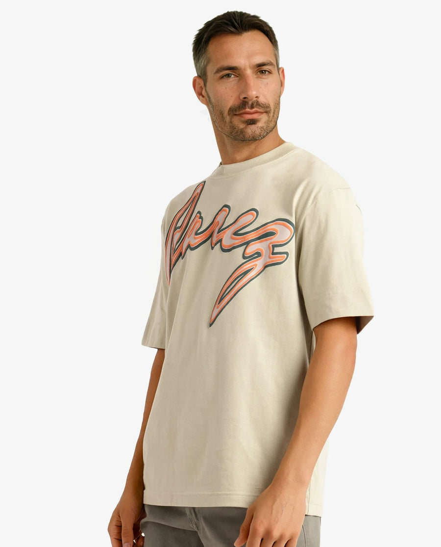 Rare Rabbit Men's Casse Pastel Green Cotton Graphic Print Oversized Fit Half Sleeve Crew Neck T-Shirt