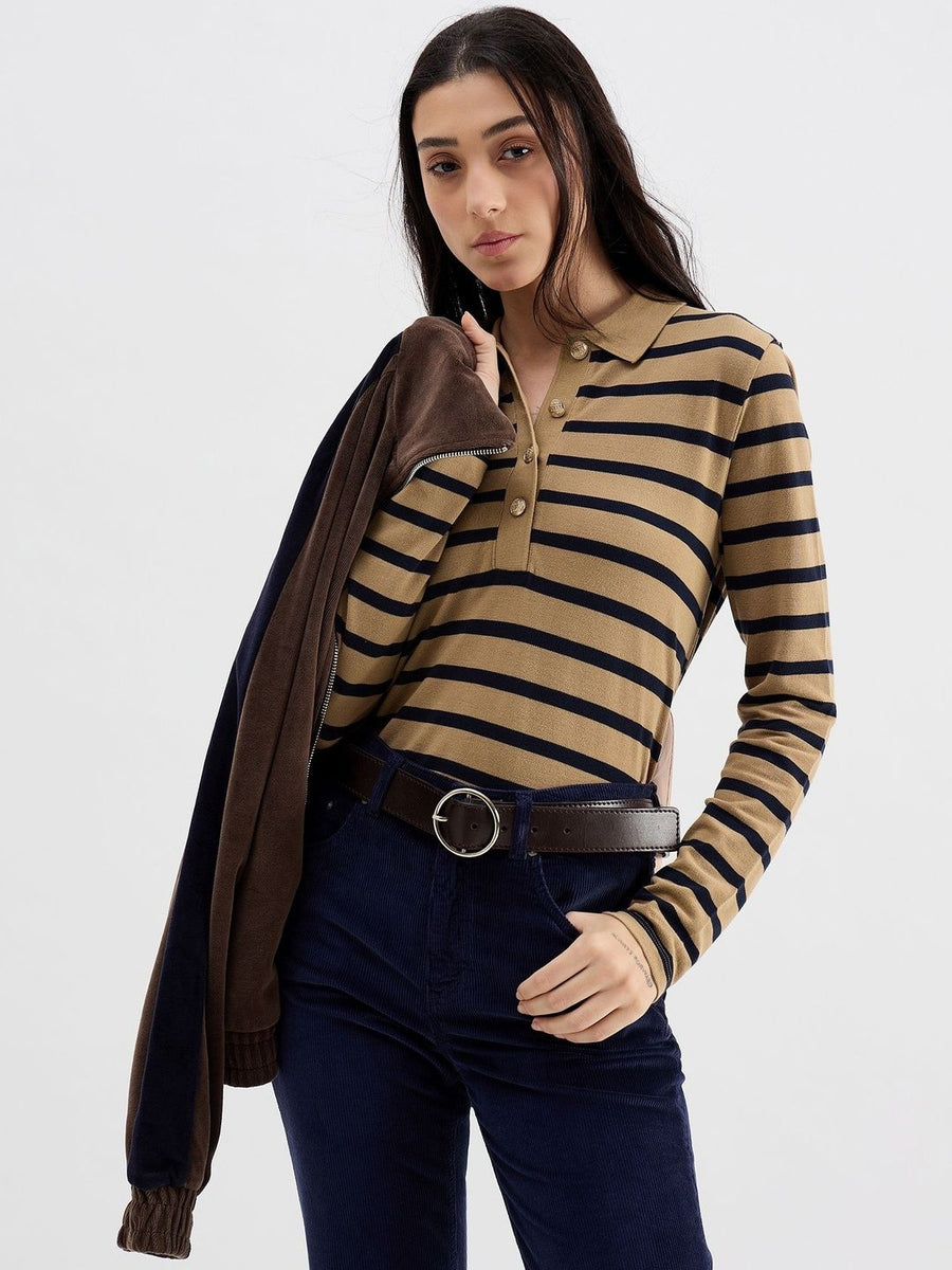 GANT Striped Polo Collar Pure Cotton T-shirt