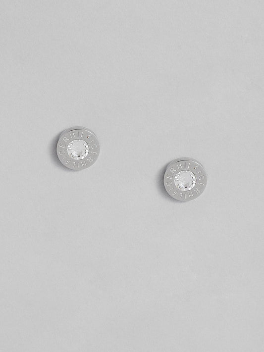 Tommy Hilfiger Silver Plated Crystals Studded Stainless Steel Circular Studs