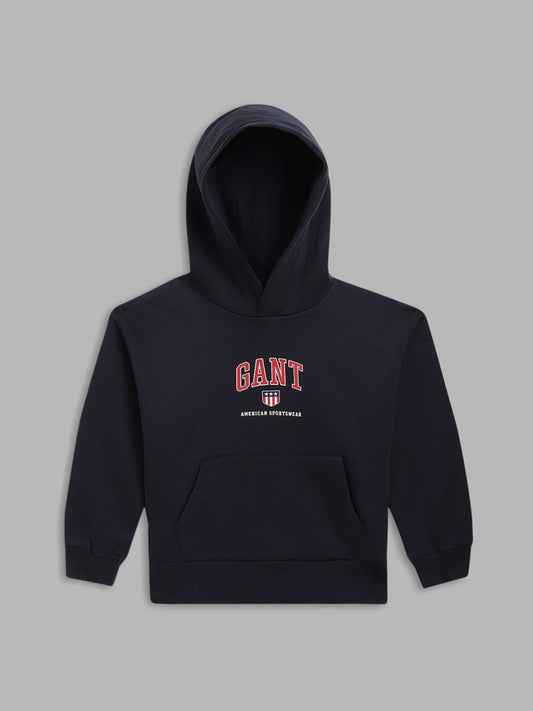 GANT Boys Blue Printed Hooded Sweatshirt