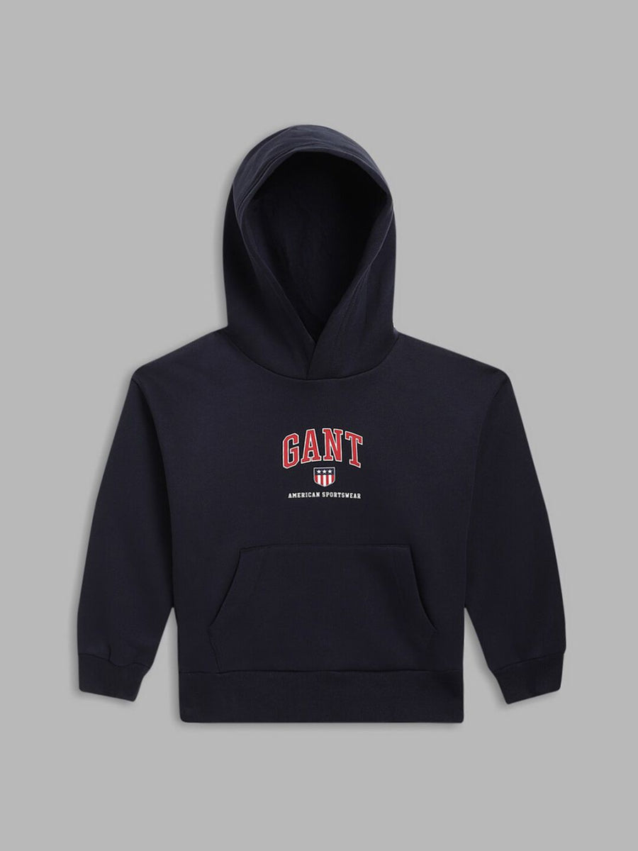 GANT Boys Blue Printed Hooded Sweatshirt
