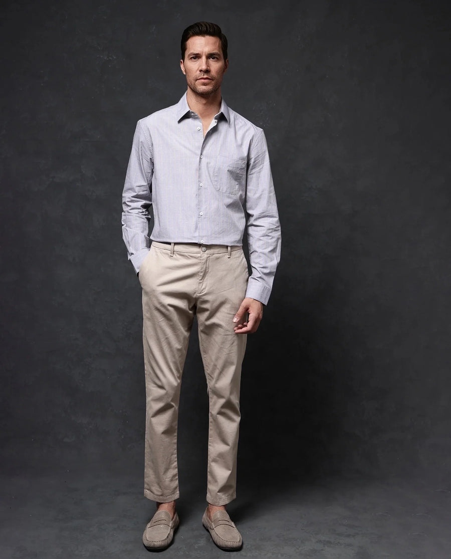 Rare Rabbit Men's Charl Beige Cotton Striped Print Regular Fit Full Sleeve Collared Shirt