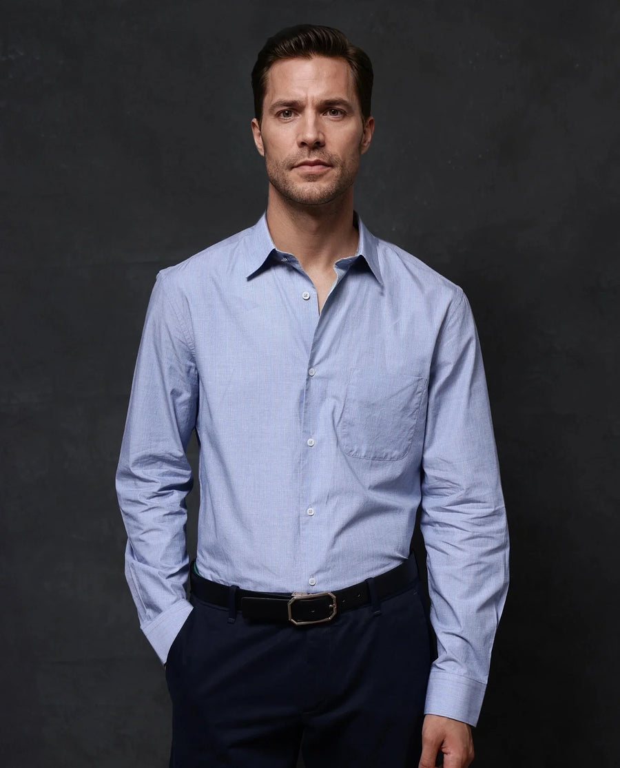 Rare Rabbit Men's Charl Light Blue Cotton Striped Print Regular Fit Full Sleeve Collared Shirt