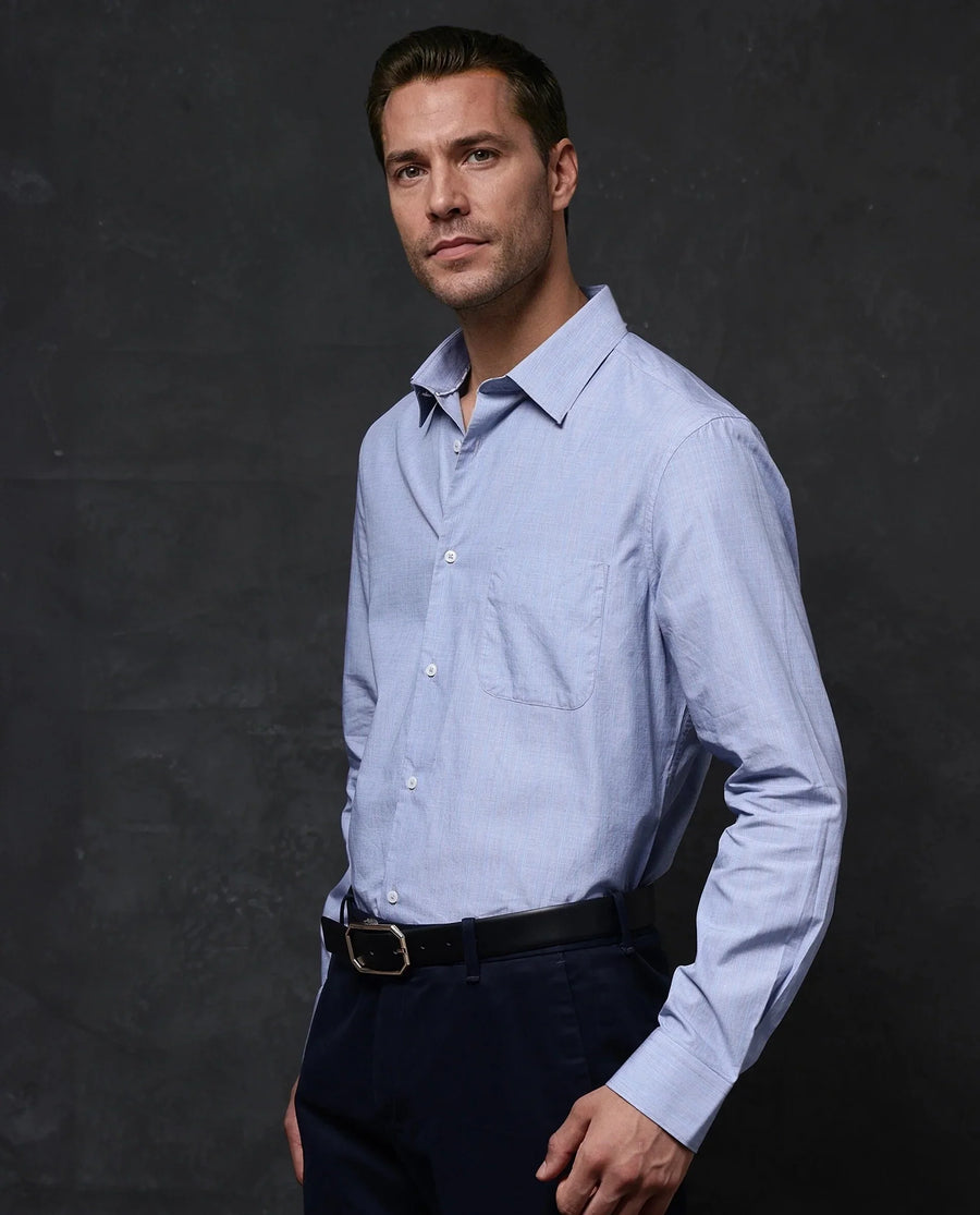 Rare Rabbit Men's Charl Light Blue Cotton Striped Print Regular Fit Full Sleeve Collared Shirt