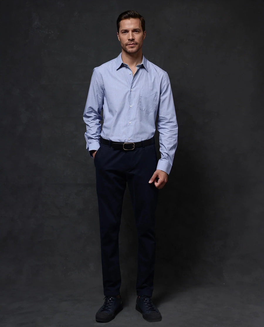 Rare Rabbit Men's Charl Light Blue Cotton Striped Print Regular Fit Full Sleeve Collared Shirt