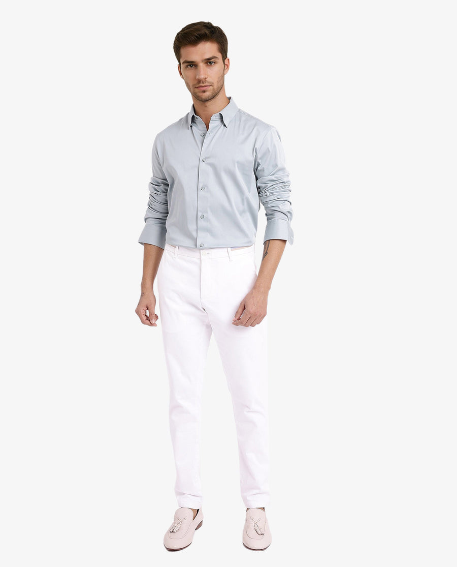 Rare Rabbit Men's Como-5 Pastel Blue Satin Plain Regular Fit Full Sleeve Collared Shirt