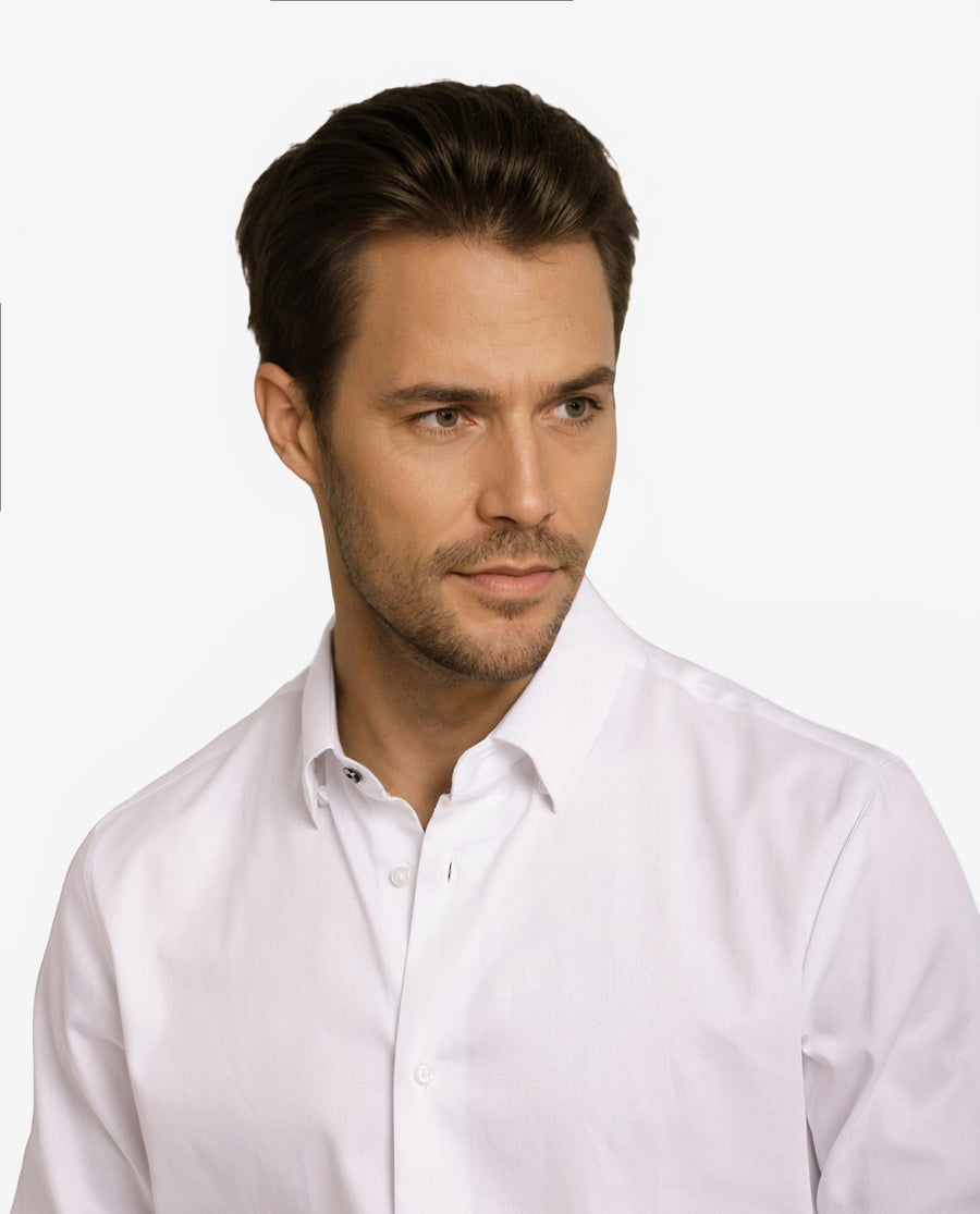 Rare Rabbit Men's Como-5 White Satin Plain Regular Fit Full Sleeve Collared Shirt