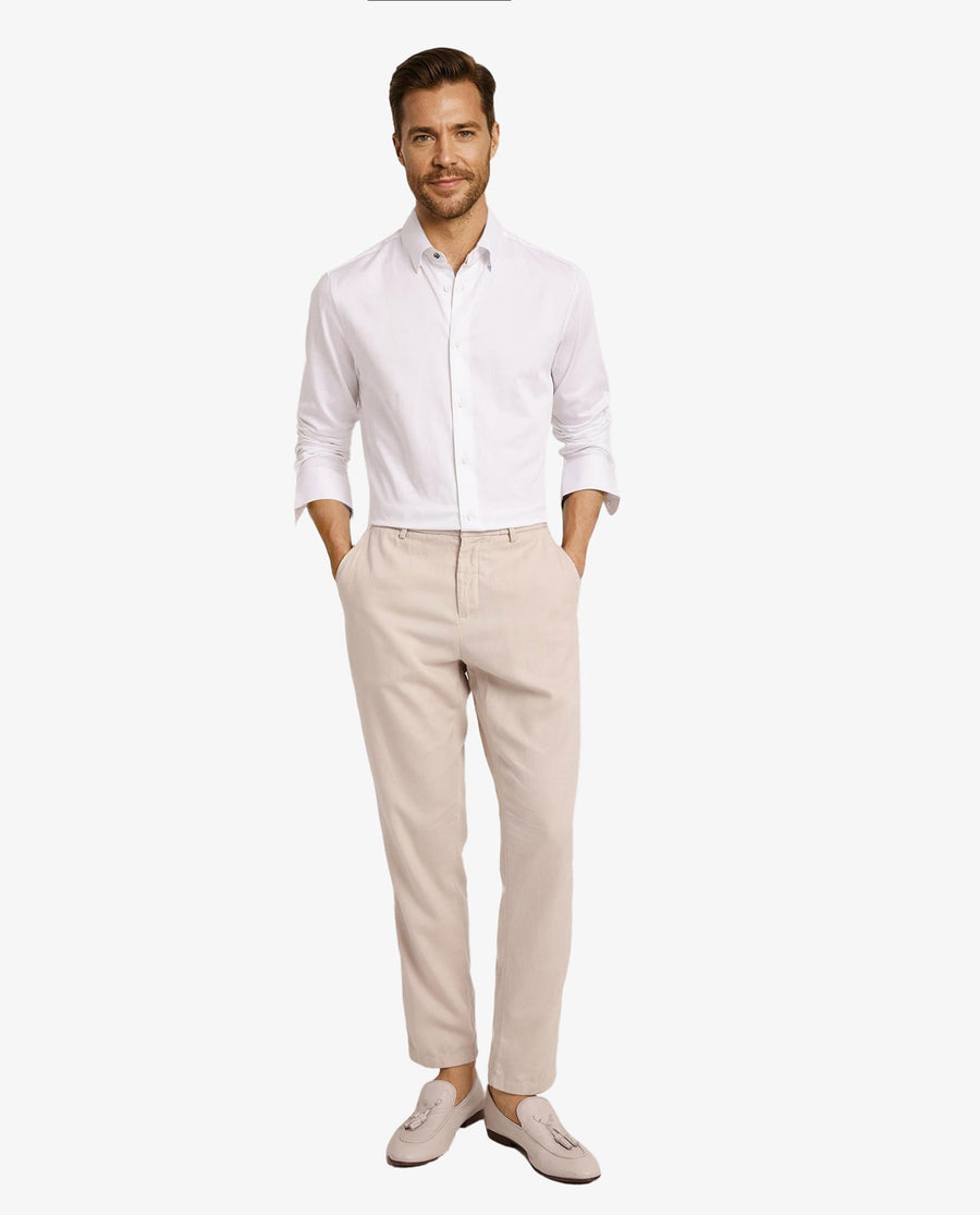 Rare Rabbit Men's Como-5 White Satin Plain Regular Fit Full Sleeve Collared Shirt