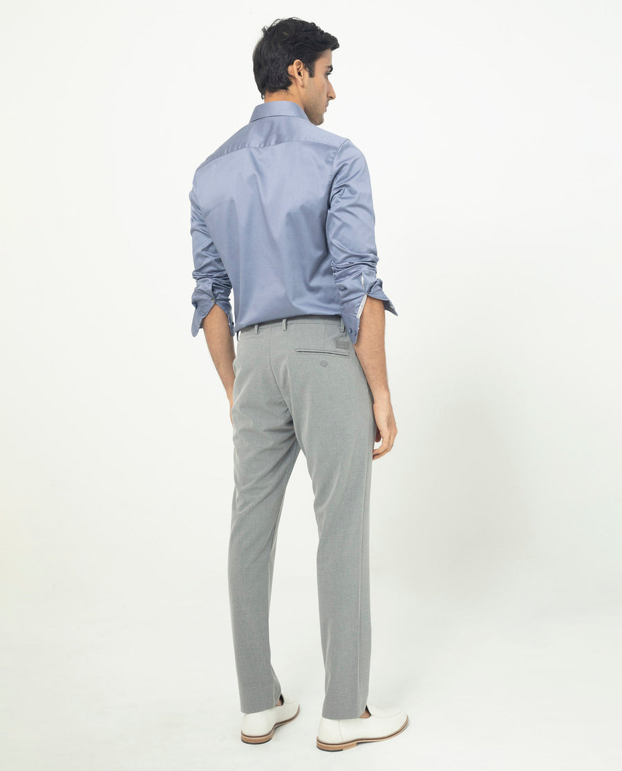 Rare Rabbit Men's Comor Blue Cotton Plain Regular Fit Full Sleeve Collared Shirt