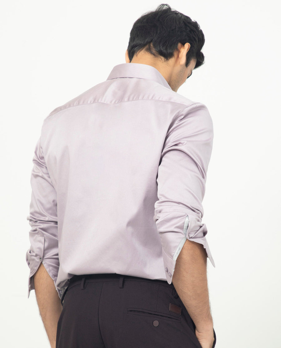 Rare Rabbit Men's Comor Pastel Pink Cotton Plain Regular Fit Full Sleeve Collared Shirt