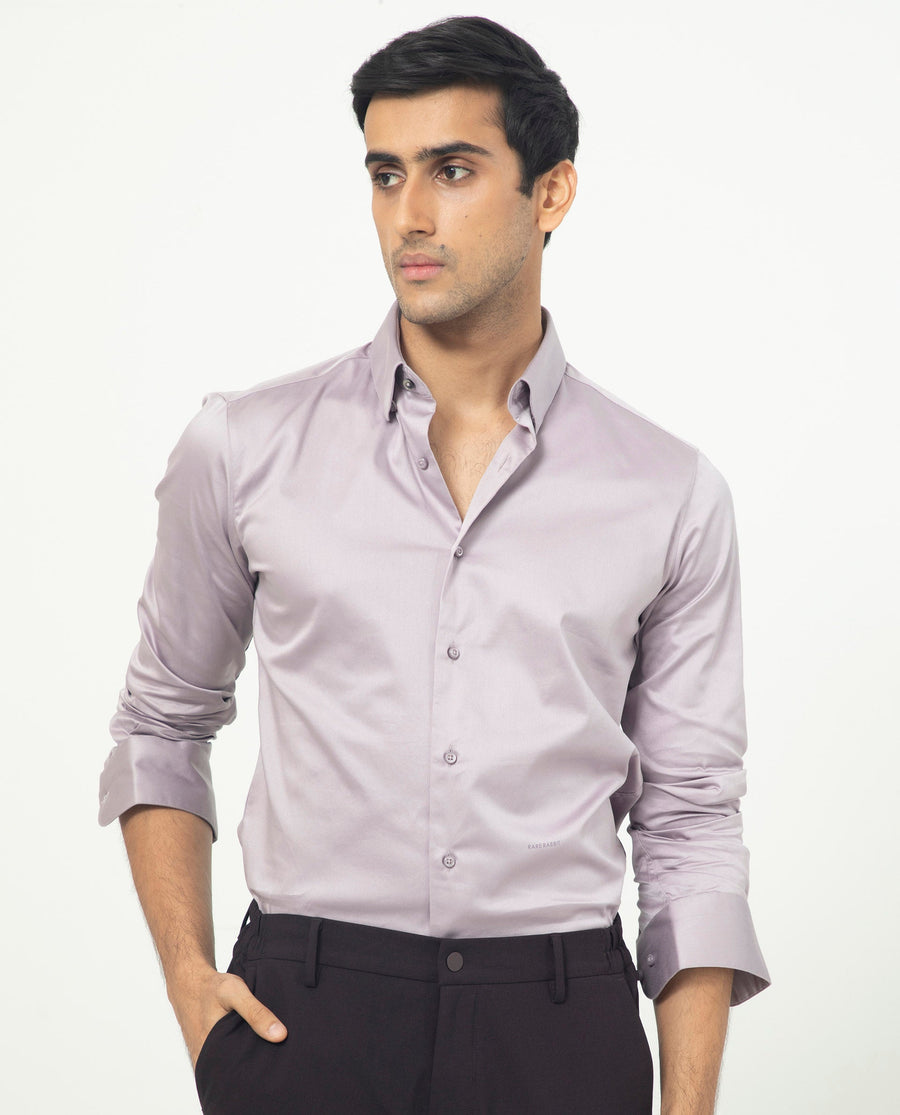 Rare Rabbit Men's Comor Pastel Pink Cotton Plain Regular Fit Full Sleeve Collared Shirt