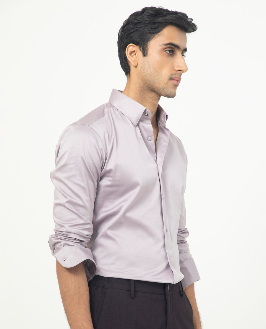 Rare Rabbit Men's Comor Pastel Pink Cotton Plain Regular Fit Full Sleeve Collared Shirt
