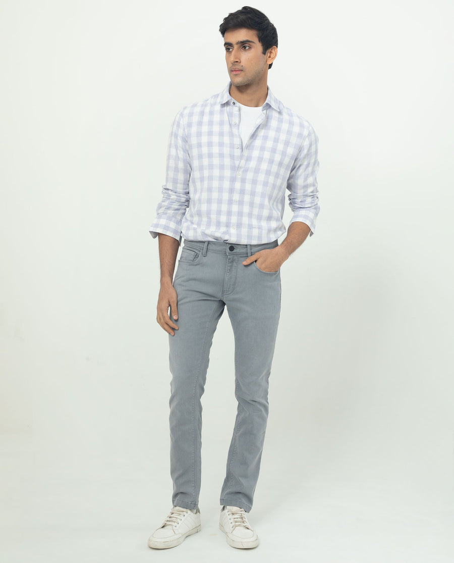 Rare Rabbit Men's Cutro Light Purple Cotton Checked Print Regular Fit Full Sleeve Collared Shirt