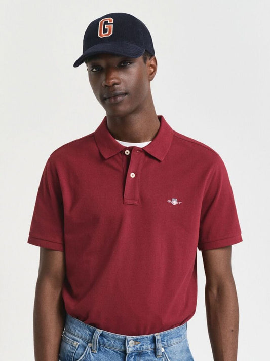GANT Men Solid Polo Collar Pure Cotton T-shirt