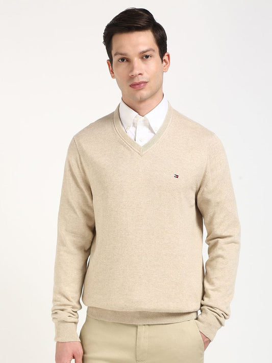 Tommy Hilfiger Men V-Neck Pure Cotton Pullover