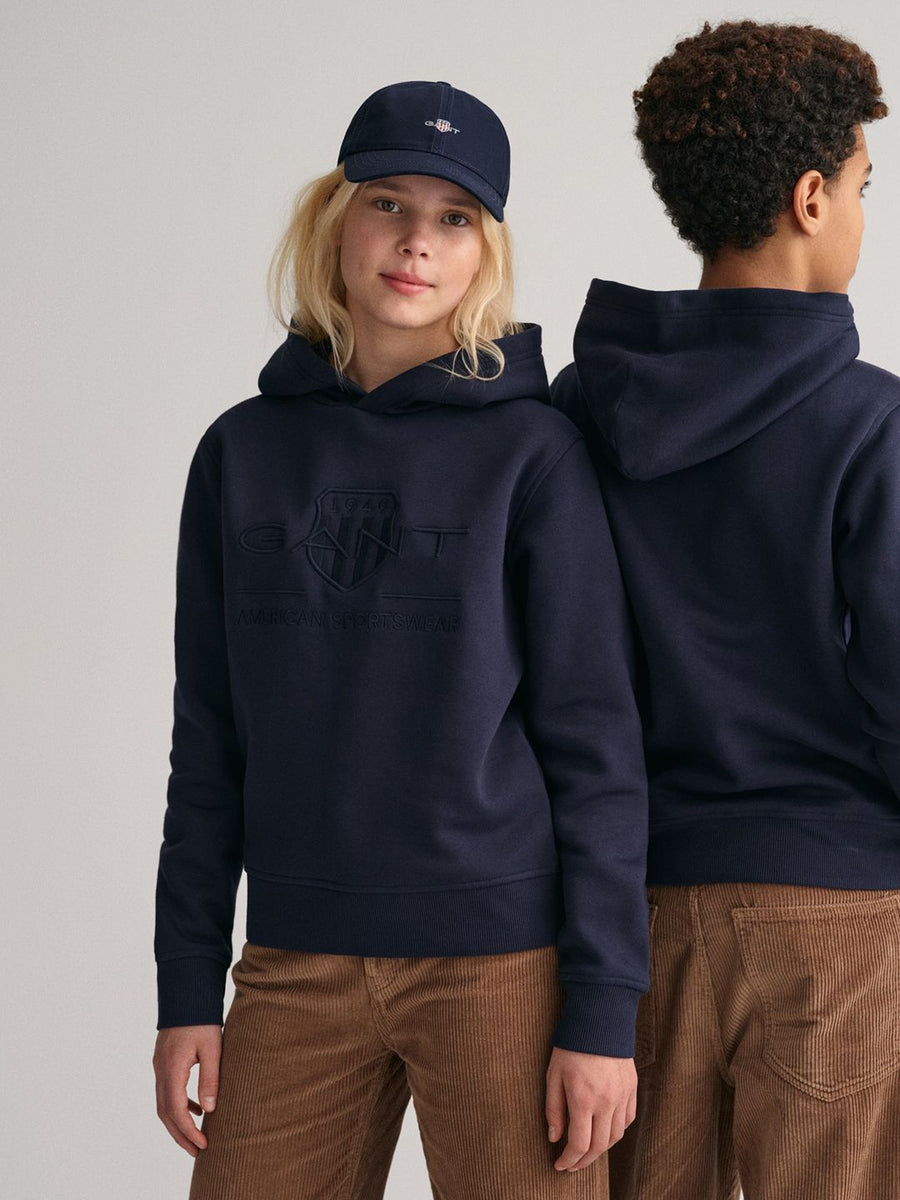 GANT Unisex Kids Navy Blue Hooded Sweatshirt