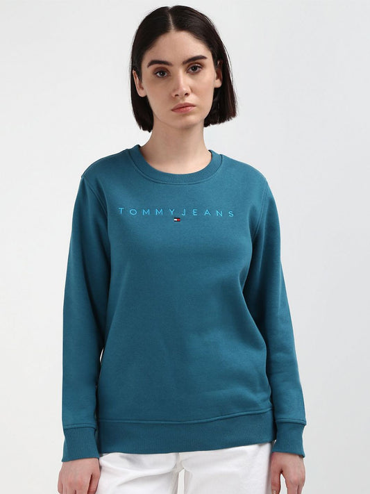 Tommy Hilfiger Women Embroidered Solid Round Neck Cotton Sweatshirt