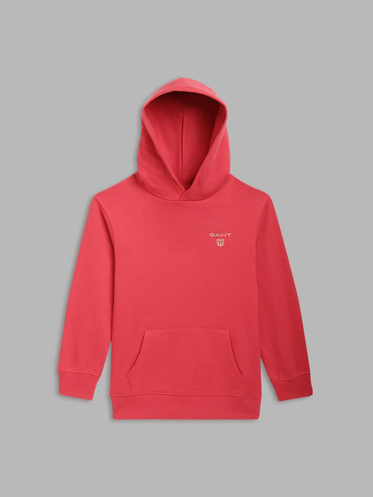 GANT Boys Red Hooded Sweatshirt