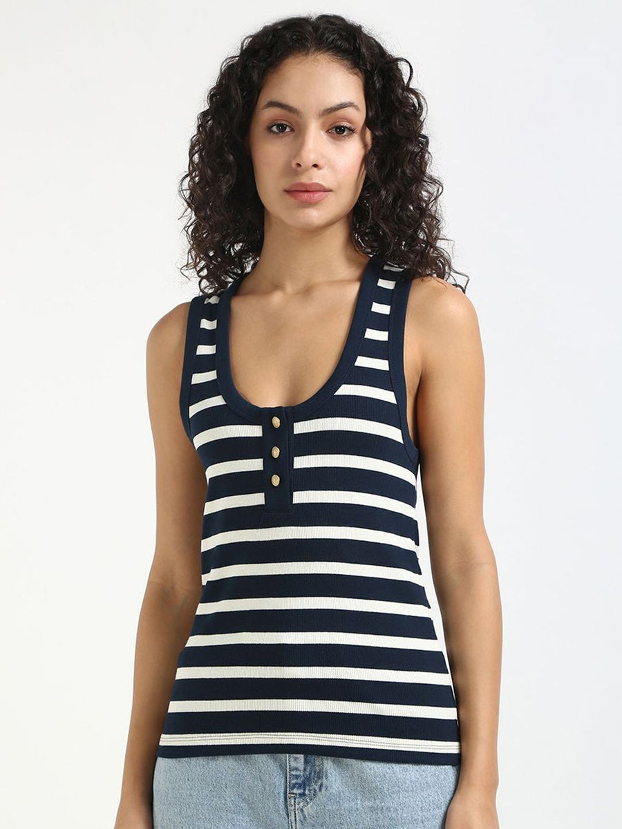 Tommy Hilfiger Women Solid Scoop Neck Sleeveless Cotton Tank Top