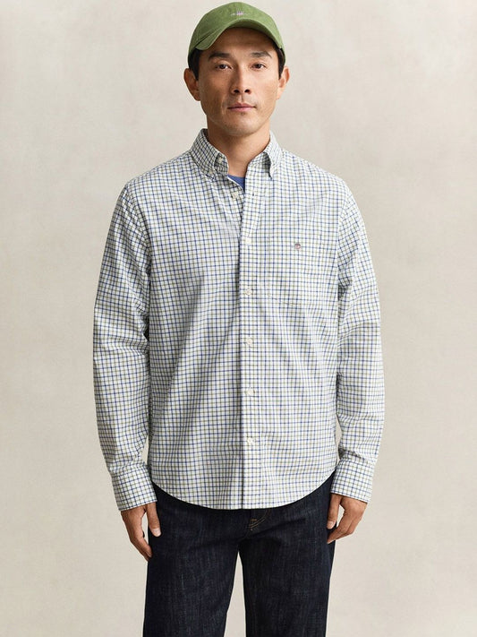 Gant Men Green Checked Regular Fit Classic Poplin Shirt
