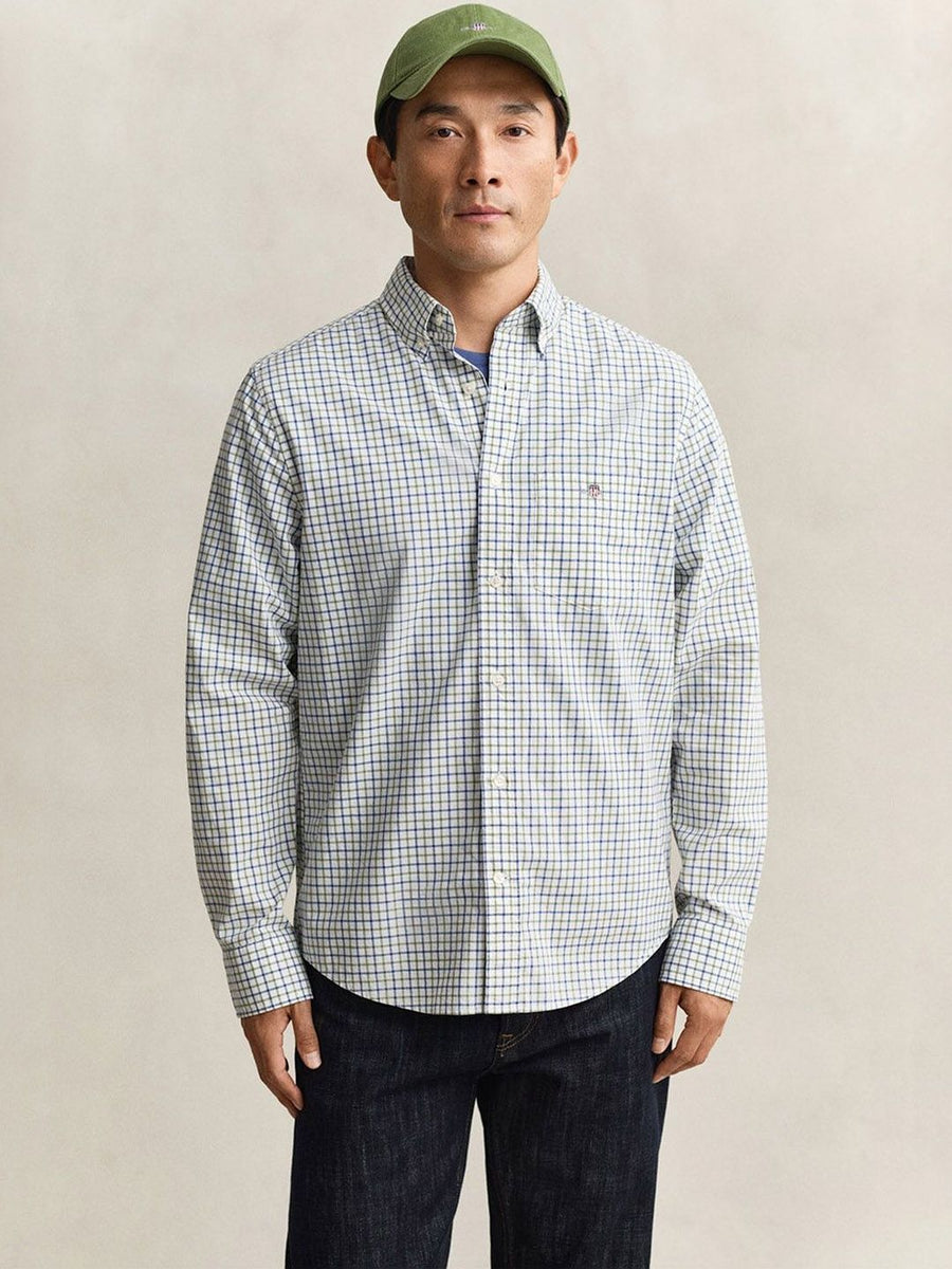 Gant Men Green Checked Regular Fit Classic Poplin Shirt