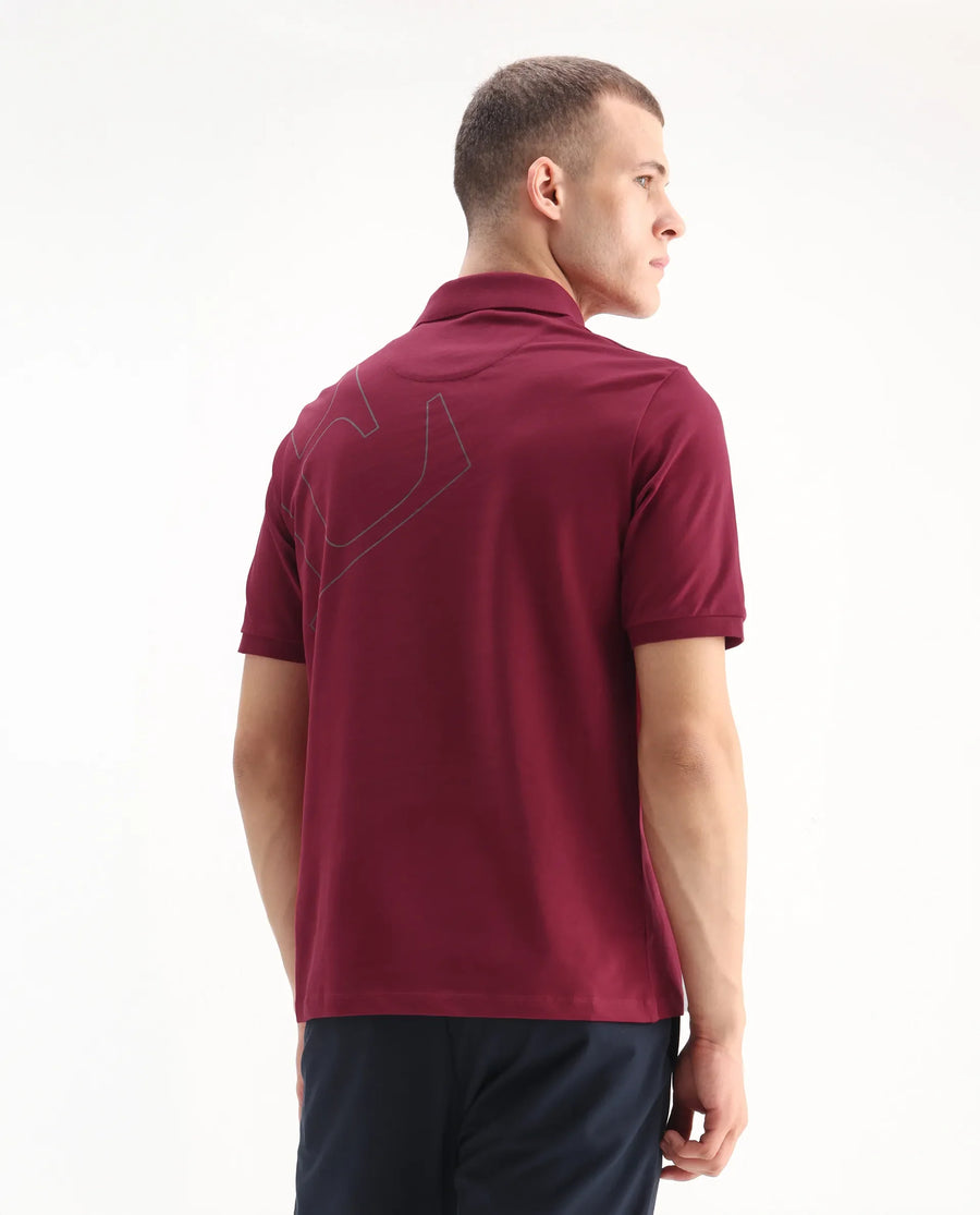 Rare Rabbit Men's Daryl Red Cotton Graphic Print Regular Fit Half Sleeve Polo