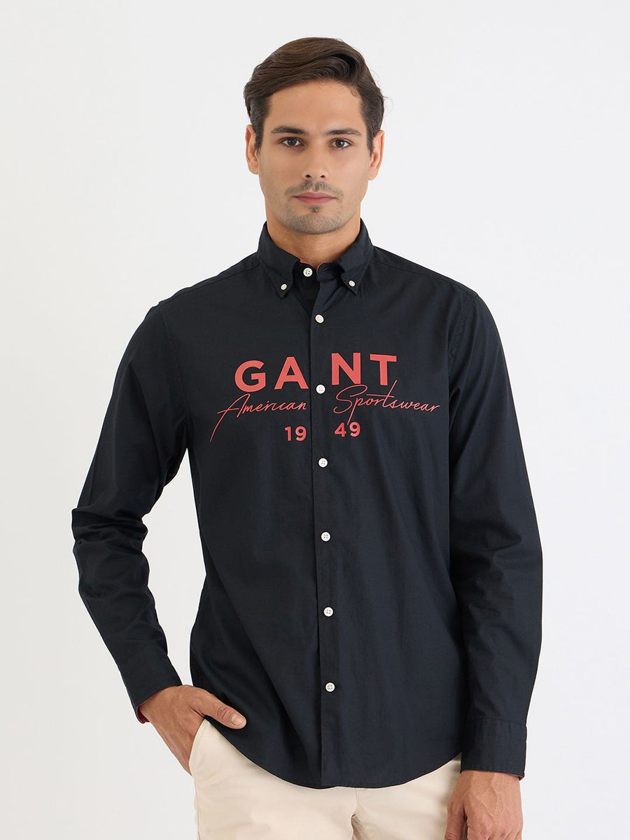 GANT Men Typographic Printed Button Down Collar Full Sleeves Shirt
