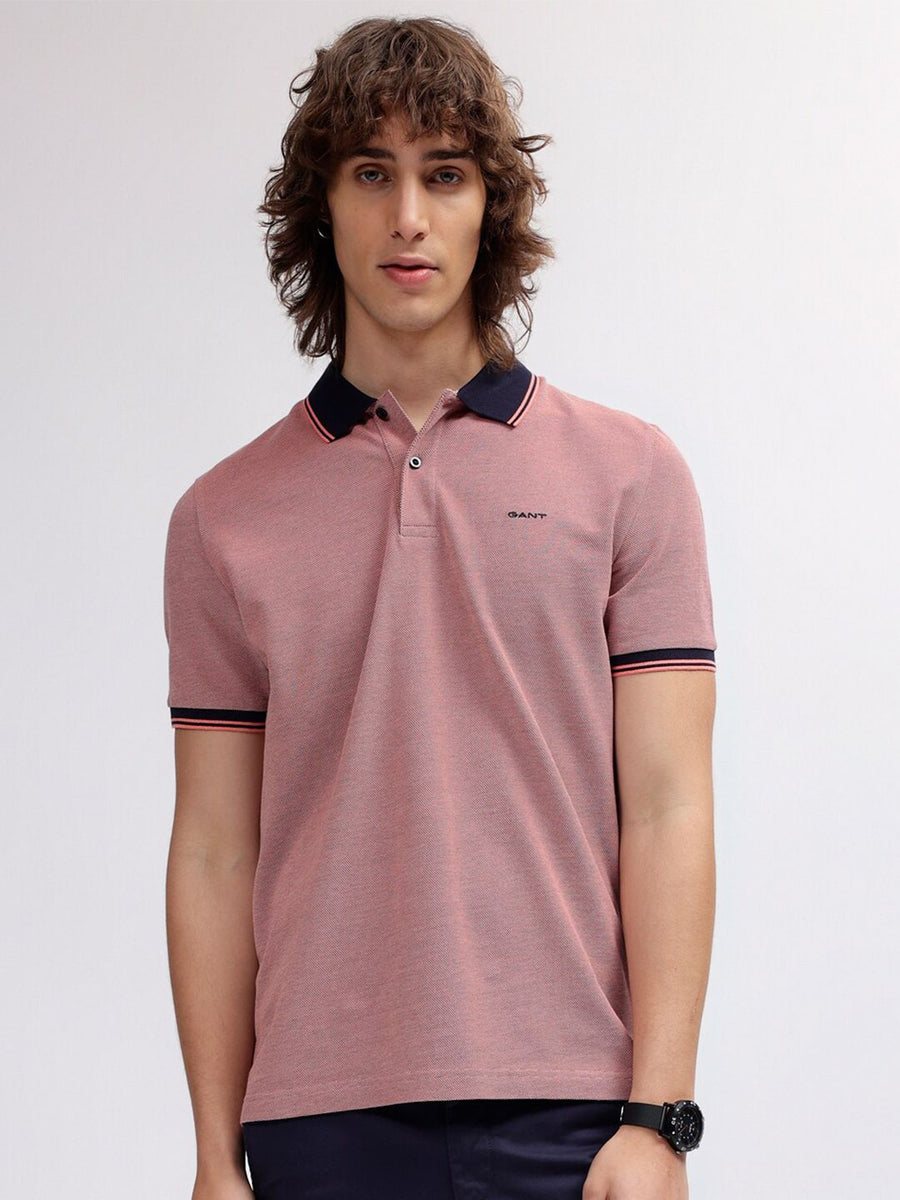 GANT Solid Polo Neck Regular Fit T-Shirt